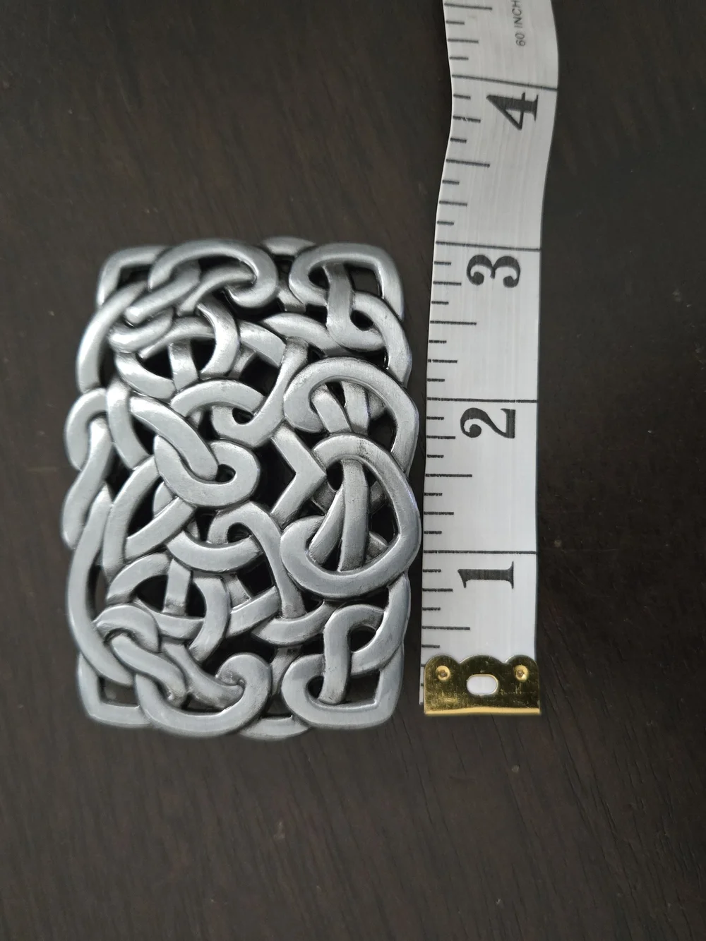 Celtic Knot / Heart Pattern Metal Belt Buckle - Silver